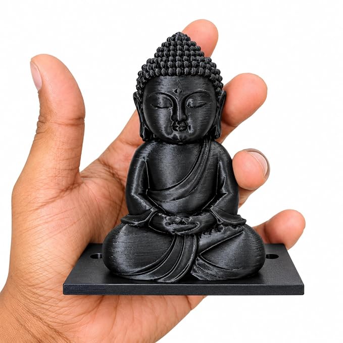 petzlifeworld 3D Printed Black Buddha Aquarium Air Bubble Decoration | Mini Buddha Statue for Fish Tank | Air Pump Operated Bubbler Ornament with Rear Airline Connection | Meditation Aquascaping Decor