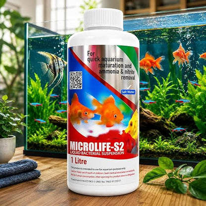 Petzlifeworld Aquatic Remedies 1L Micro Life S2 for Freshwater & Saltwater Aquariums | Supports Healthy Aquarium Water