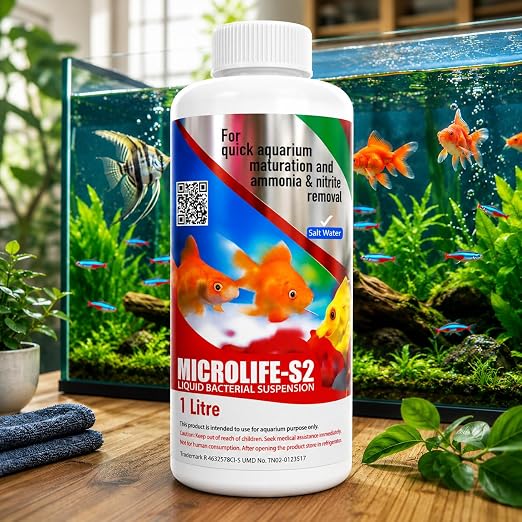 Petzlifeworld Aquatic Remedies 1L Micro Life S2 for Freshwater & Saltwater Aquariums | Supports Healthy Aquarium Water