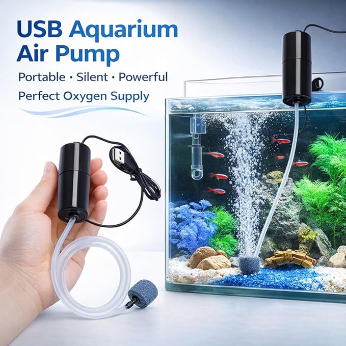 does air pump help aquarium plants Petzlifeworld USB Aquarium Air Pump Portable Oxygen Pump, Silent Mini –  PetzLifeWorld