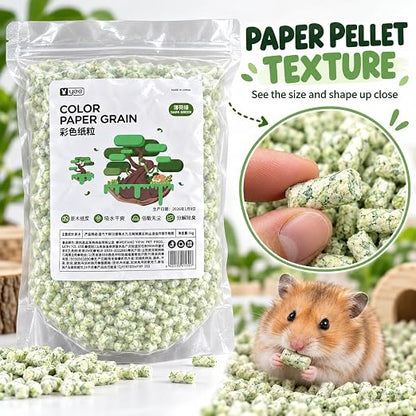 Petzlfiewrold YEE Color Paper Grain Hamster Bedding 1kg (Dark Green and Purple ) | Soft & Absorbent Paper Pellets | Low-Dust & Deodorizing Cage Bedding for Hamsters & Small Pets
