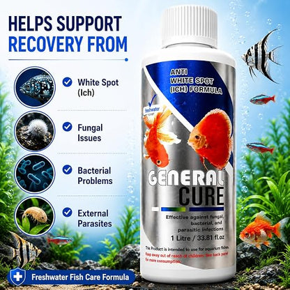 Petzlifeworld Aquatic Remedies 1L General Cure Freshwater Fish Care Formula | Safe for All Aquatic Animals