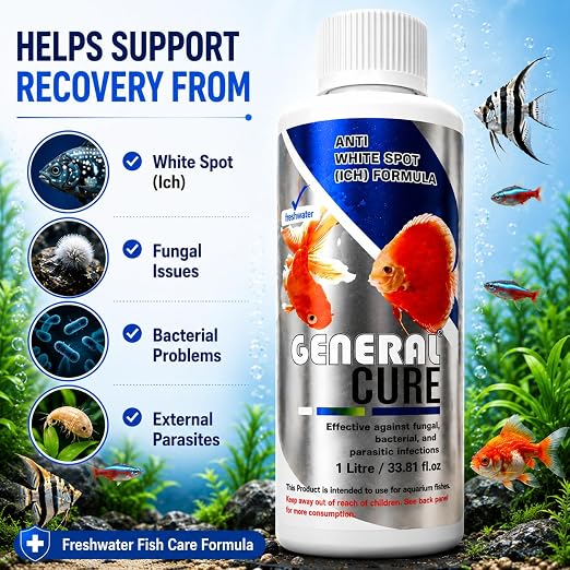 Petzlifeworld Aquatic Remedies 1L General Cure Freshwater Fish Care Formula | Safe for All Aquatic Animals