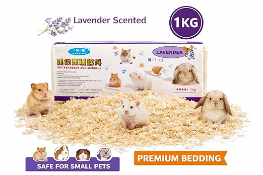 petzlifeworld Lavender Scented Small Pet Bedding 1KG | Soft & Highly Absorbent Wood Shavings | Low Dust Formula | Odor Control | Safe for Hamsters, Guinea Pigs, Rabbits & Other Small Animals
