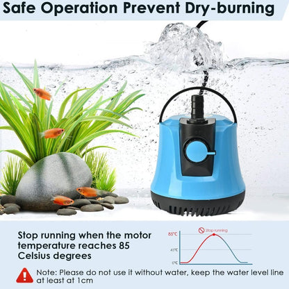 Petzlifeworld Aquarium Submersible Bottom Suction Water Pump with Adjustable Water Flow and Free 2-Nozzles