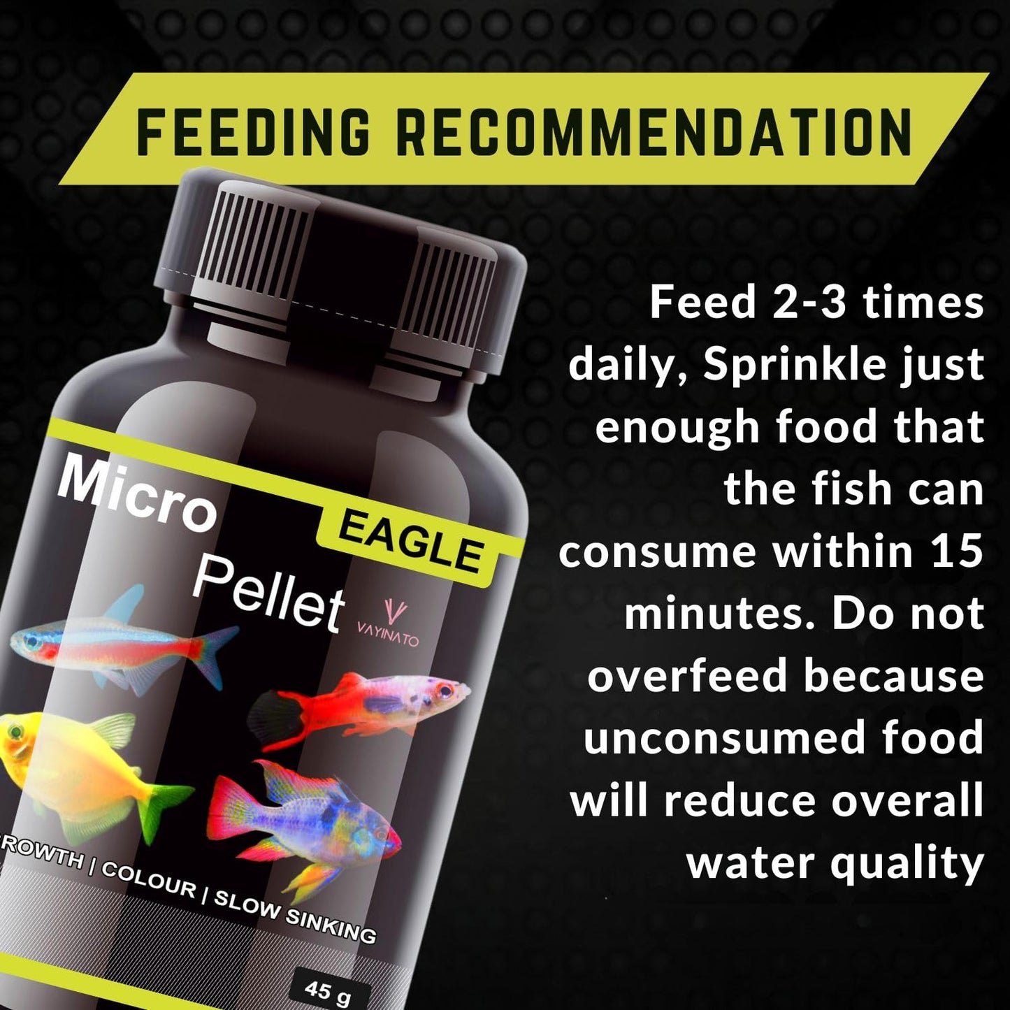 Eagle (Pack of 2 * 45g) Micro Pellet - Slow Sinking Fish Food for Fast Growth & Color