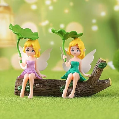 Petzlifeworld Cute Lotus Leaf Fairy Figurines (2 Pcs) | Miniature Aquarium Decoration, Car Dashboard Decor, Home Tabletop Showpiece | Aesthetic Gift for Girls, Women & Couples
