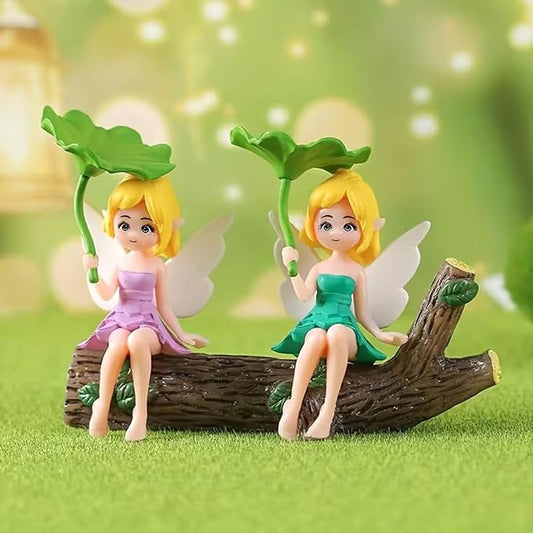Petzlifeworld Cute Lotus Leaf Fairy Figurines (2 Pcs) | Miniature Aquarium Decoration, Car Dashboard Decor, Home Tabletop Showpiece | Aesthetic Gift for Girls, Women & Couples