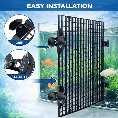 Petzlifeworld Fish Tank Divider Egg Crate Panel with Clips | 30×30cm PP Plastic Aquarium Divider Grid | Cuttable Mesh for Fish, Turtle, Reptile & Plant Tank Separation-Black And White