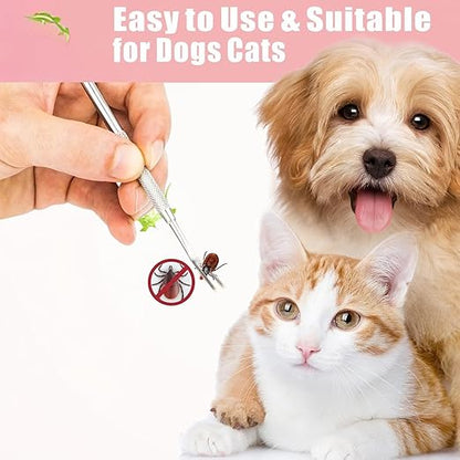 Petzlifeworld 2 Pcs Stainless Steel Pet Tick Removal Tool for Cats and Dogs, High Hardness V-Shaped Head, Can Be Used at Home Or Outdoors | Removing Fleas, Ticks, Dog Lice