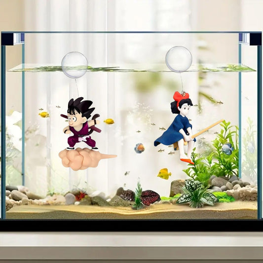 Petzlifeworld 2 Pcs Combo - Floating Little Witch & Gugu (Random Color) Aquarium Decorations Landscaping Fish Tank Toy