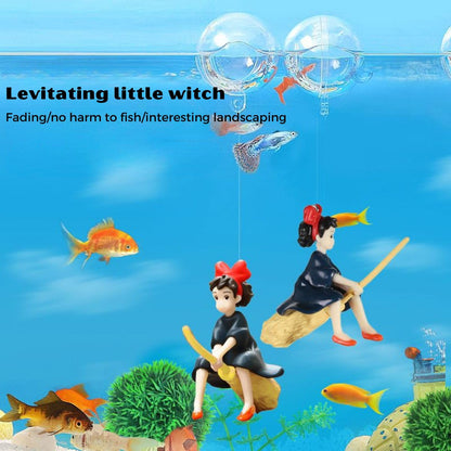 Petzlifeworld (Pack of 2) Floating Little Witch & Diver (Random Color) Aquarium Decorations