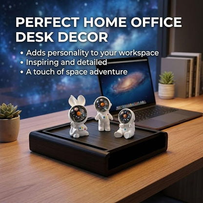 Petzlifeworld 3-Piece Mini Resin Astronaut & Space Bunny Figurine Set | Outer Space Action Figures for Home & Office Desk Decor | Best Astronomy Lover Gifts | Miniature Poly Resin Desk Ornaments