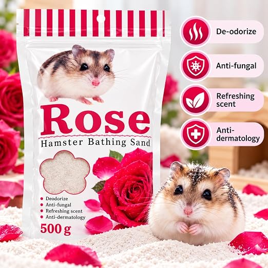 Petzlifeworld Scented Hamster Bath Sand 500g – Rose, Lavender, Green Apple & Lemon