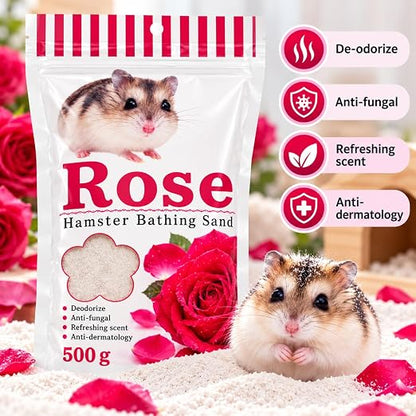 Petzlifeworld Scented Hamster Bath Sand 500g – Rose, Lavender, Green Apple & Lemon