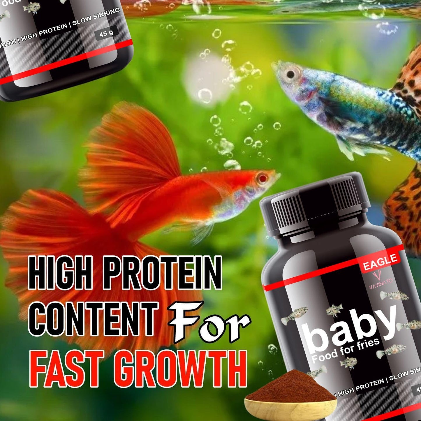 Eagle Baby Food for Fries (2 * 45g) High Nutrition for Faster Growth | Slow Sinking Food