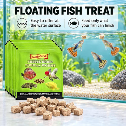 Petzlifeworld Freeze-Dried Tubifex Worms Fish Food, Pack of 10 (15g) | Floating Treat for Freshwater & Marine Aquarium Fish