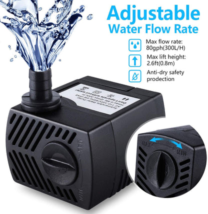 Petzlifeworld A300 | 3W | Water Lifting Height Upto 2 Feet Energy Saving Mini Submersible Pump with Speed Control for Aquarium Fish Tank and Indoor Decoration by Petzlifeworld