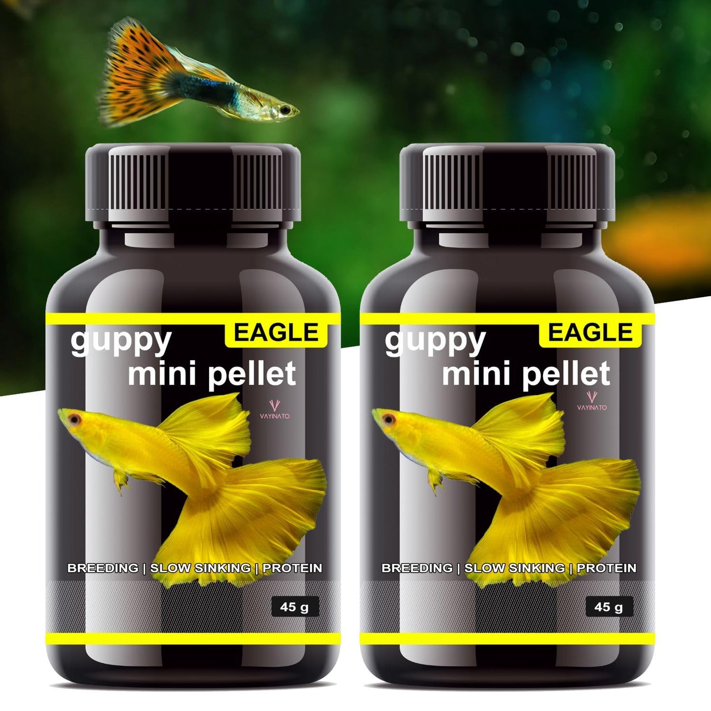 Eagle (Pack of 2 * 45g) Guppy Mini Pellet - Slow Sinking Fish Food