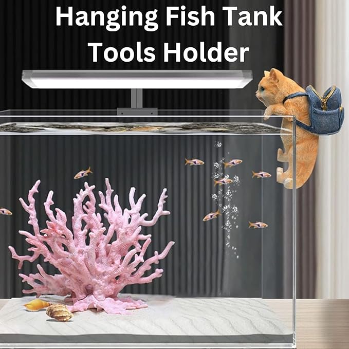 Petzlifeworld Hanging Mini Yellow Kitty with Bag for Aquarium Fish Tank Tools Holder and Indoor Plant Pot Decoration Hanging