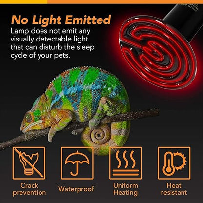 CLEEN Reptile Ceramic Heat Emitter Lamp | No-Light Heating Bulb