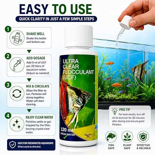 Aquatic Remedies Aquarium Fish Tank Ultra Clear Flocculant Water Clarifier | Quickly Removes Cloudiness | Makes Crystal Clear Fish Tanks (120 ML)