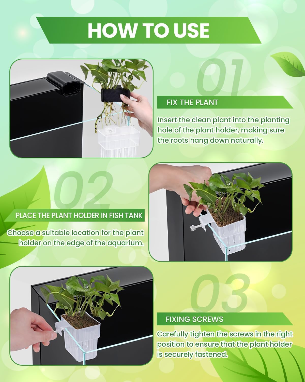 petzlifeworld 1 Pcs White Plastic Hanging (Screw Type) Water Plant Holder Pot for Aquarium Fish Tank, Aquaponic Plant Growing Landscape Plants Aquascape Decoration Water Plants by Petzlifeworld