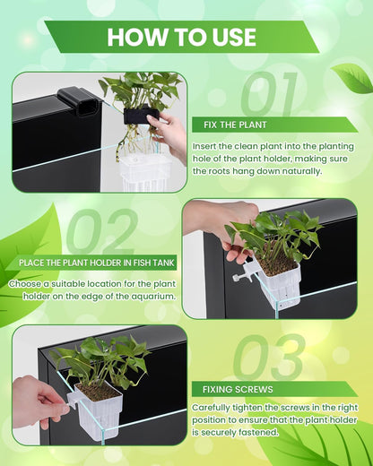 petzlifeworld 1 Pcs White Plastic Hanging (Screw Type) Water Plant Holder Pot for Aquarium Fish Tank, Aquaponic Plant Growing Landscape Plants Aquascape Decoration Water Plants by Petzlifeworld