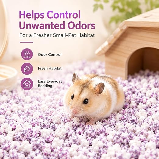 Petzlfiewrold YEE Color Paper Grain Hamster Bedding 1kg (Dark Green and Purple ) | Soft & Absorbent Paper Pellets | Low-Dust & Deodorizing Cage Bedding for Hamsters & Small Pets