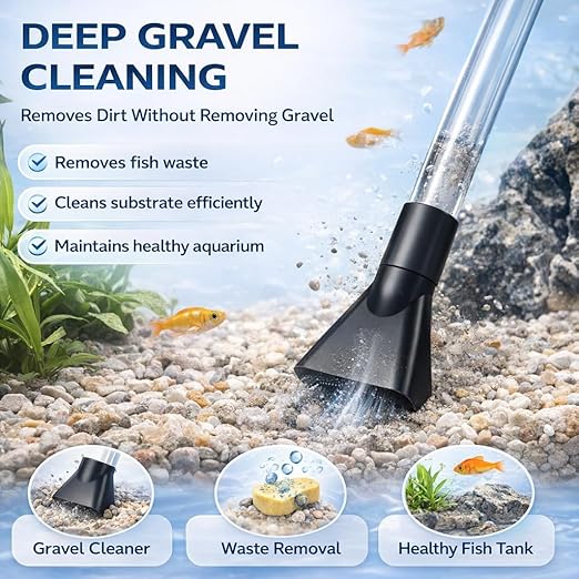 YEE Aquarium Water Changer Gravel Cleaner – Manual Siphon Vacuum Pump Fish Tank Cleaning Tool with Adjustable Pipe, Built-in Filter Screen & 200cm Drain Hose for Easy Water Change
