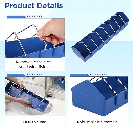 petzlifeworld Plastic Poultry Food Tray for Pigeon, Chicken and Pets Garden Outdoor Use Ground Bird Feeder (Blue),40 cm,H_5 cm,W_8 cm