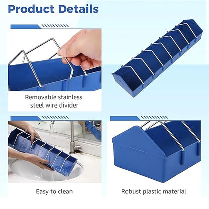 petzlifeworld Plastic Poultry Food Tray for Pigeon, Chicken and Pets Garden Outdoor Use Ground Bird Feeder (Blue),40 cm,H_5 cm,W_8 cm