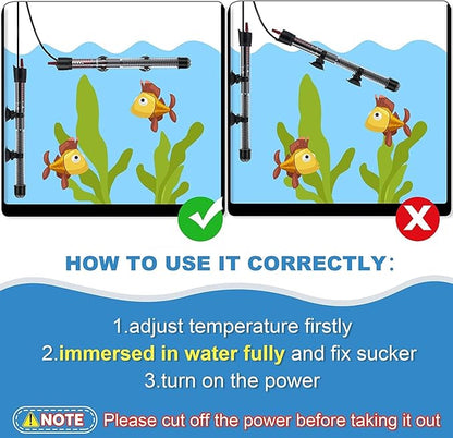 petzlifeworld Imported Aquarium Fish Tank Glass Heater with Free Thermometer | IP 68 Water Proof | Blast Proof  by Petzlifeworld