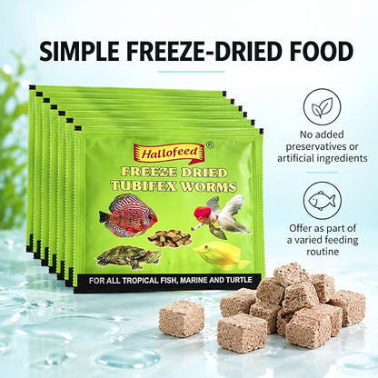 Petzlifeworld Freeze-Dried Tubifex Worms Fish Food, Pack of 10 (15g) | Floating Treat for Freshwater & Marine Aquarium Fish