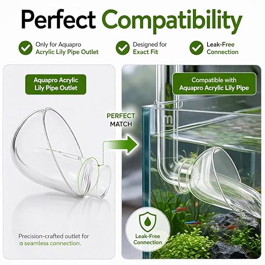 Petzlifeworld Aquapro Acrylic Lily Pipe Outlet (PC) | Crystal Clear Aquarium Outflow | Smooth Water Circulation | Premium Acrylic Build | Compatible with Aquapro Lily Pipes | Leak-Free Fit