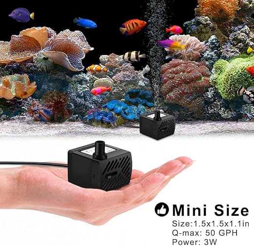Petzlifeworld A300 | 3W | Water Lifting Height Upto 2 Feet Energy Saving Mini Submersible Pump with Speed Control for Aquarium Fish Tank and Indoor Decoration by Petzlifeworld