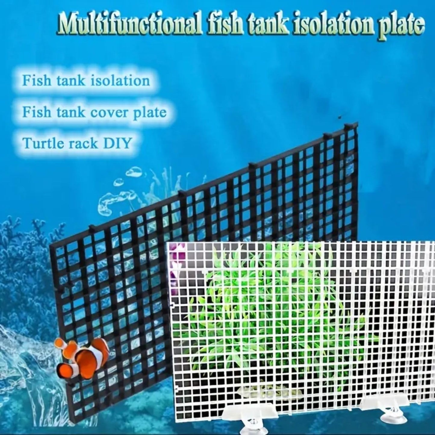 Petzlifeworld Black Fish Tank Divider Plastic Aquarium Divider Panel Separator Grid Isolation Board with Free Divider Clip
