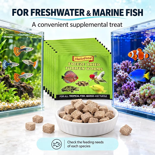 Petzlifeworld Freeze-Dried Tubifex Worms Fish Food, Pack of 10 (15g) | Floating Treat for Freshwater & Marine Aquarium Fish