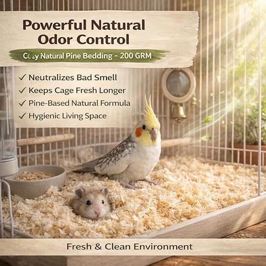 petzlifeworld 200 GRM Wood Shaving for Birds, Hamsters & Small Animals – Natural Pine Bedding | Odor Control | High Absorption | Low Dust | Nesting & Cage Base Material