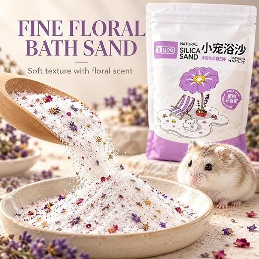 Petzlifeworld 1.2Kg Natural Silica Bath Sand for Hamster | Odor-Control Grooming Sand for Hamsters, Guinea Pigs, Gerbils & Chinchillas | Clean, Safe & Mess-Free Bathing