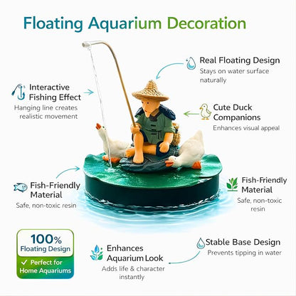 Petzlifeworld Resin Fisherman Aquarium Decoration Figurine – Hand Painted Fishing Statue Ornament for Fish Tank, Aquarium, Mini Garden, Terrarium & DIY Landscape Decor