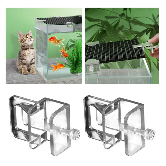 Petzlifeworld 2 Pcs Transparent Acrylic Aquarium Cover Brackets with Screw Clamp