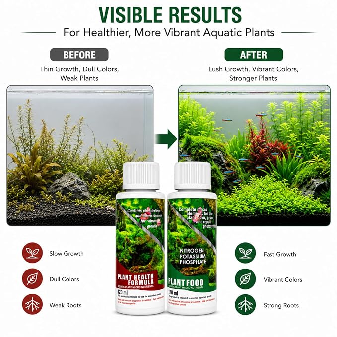 petzlifeworld Aquatic Remedies Aquarium Plants Fertiliser Combo, Plant Health Formula-120ML & Plant Food-120ML