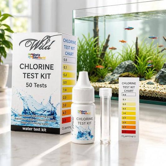 Aquatic Remedies Wild Chlorine Water Test Kit, 50 Tests | Chlorine Testing Kit with Reagent, Test Tube & Colour Chart | for Aquarium, Pool, Tap, Drinking & Industrial Water