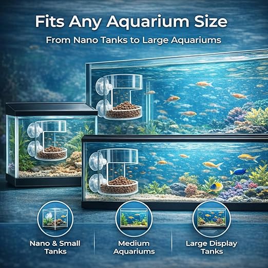 petzlifeworld Aquarium Round Feed Chamber with Suction Cup | Transparent Round Feeding Cup | Prevents Food Waste & Keeps Water Clean | Ideal for Betta, Guppy & Community Tanks