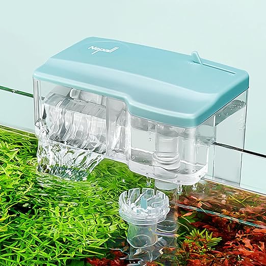 Nepall Premium Transparent | 6W | 550L/Hr Hang On Back Filter for Planted Aquarium Fish Tank with Multiple Layer Filter Pad | Filter Media Provision | Flow Adjustment Knob | Surface Skimmer