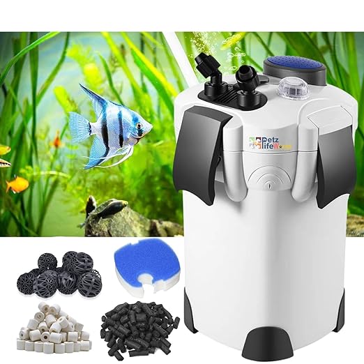 SunSun HW 304B Canister Filter with UV  & Filter Media set(Carbon, ceramic ring and bio ball) for Aquarium Fish Tank | Suitable Upto 5 Feet Tank