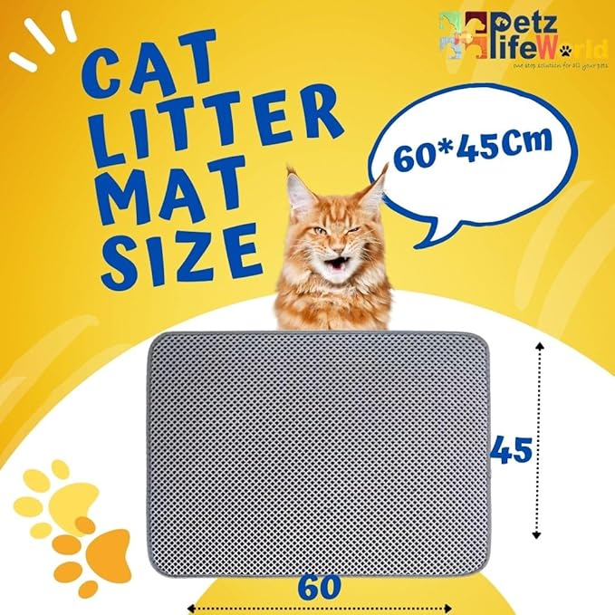 Petzlifeworld Cat Litter Mat For Litter Box | Anti Slip Honey Comb Double Layer Design | Water Proof | Washable | Easy to Clean | Soft On Paws