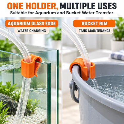 Petzlifeworld 1 Pc Orange Aquarium Water Pipe Holder Bracket | Anti-Slip Fish Tank Hose Clamp for Water Changing, Siphoning & Bucket Transfer