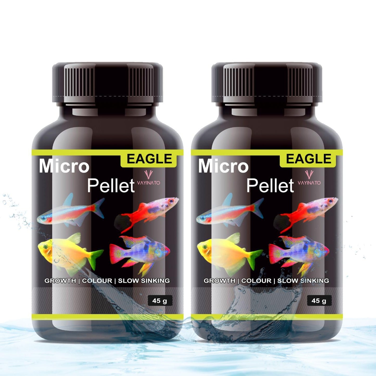 Eagle (Pack of 2 * 45g) Micro Pellet - Slow Sinking Fish Food for Fast Growth & Color